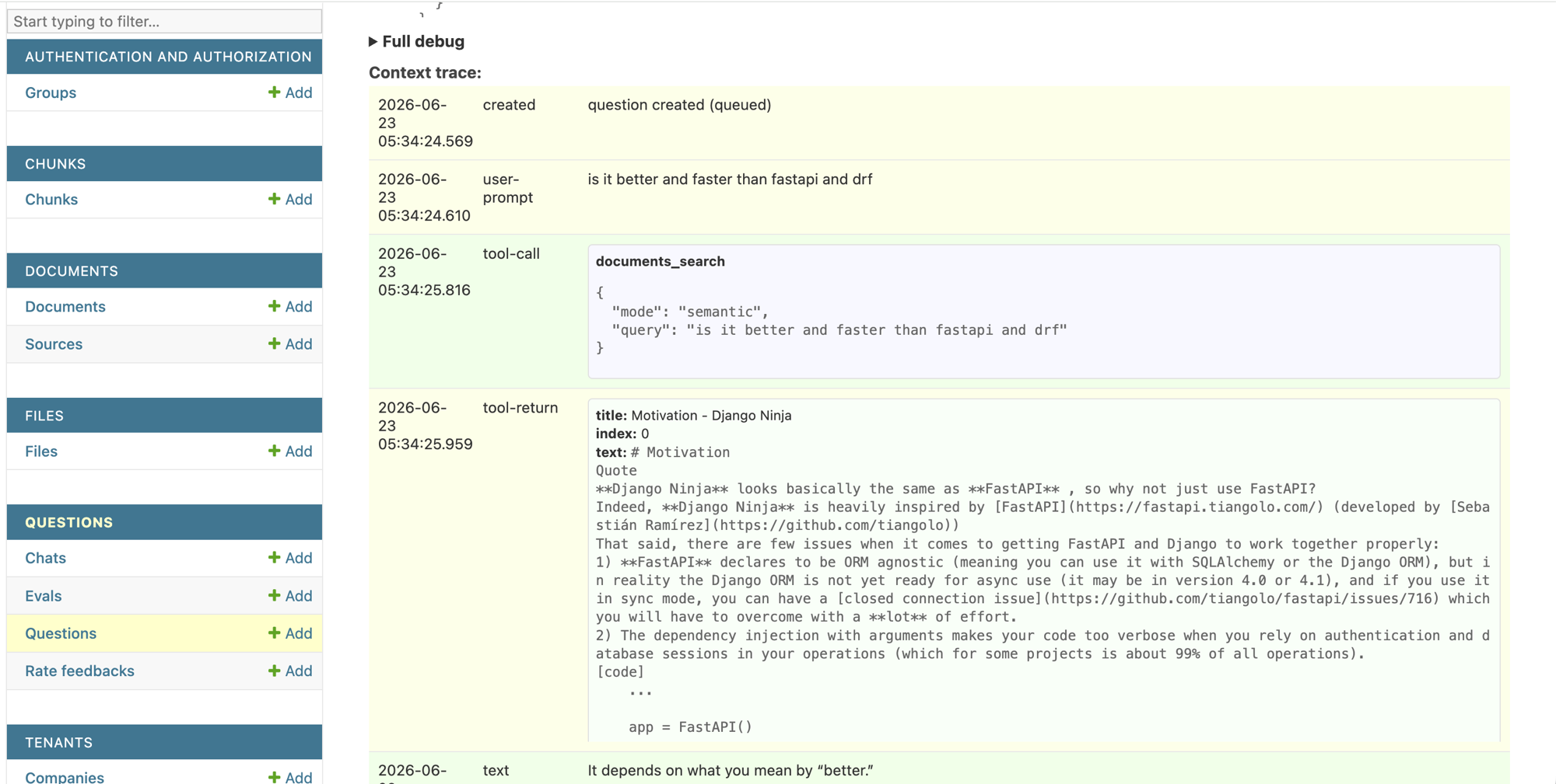Context trace